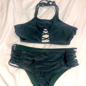 Olive green strappy bikini